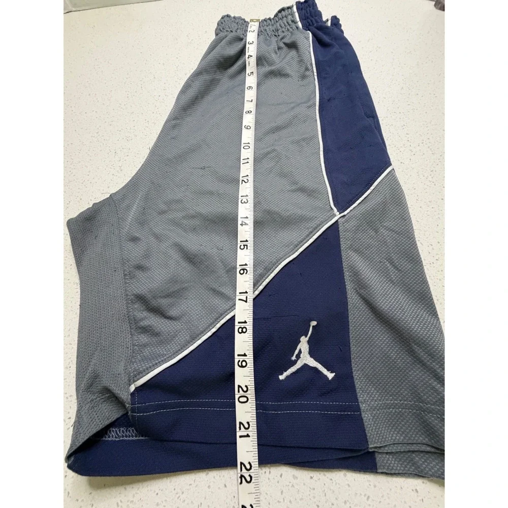 Jordan Mens Dri-FIT Mesh Basketball Shorts Grey Navy Blue Jumpman Size M